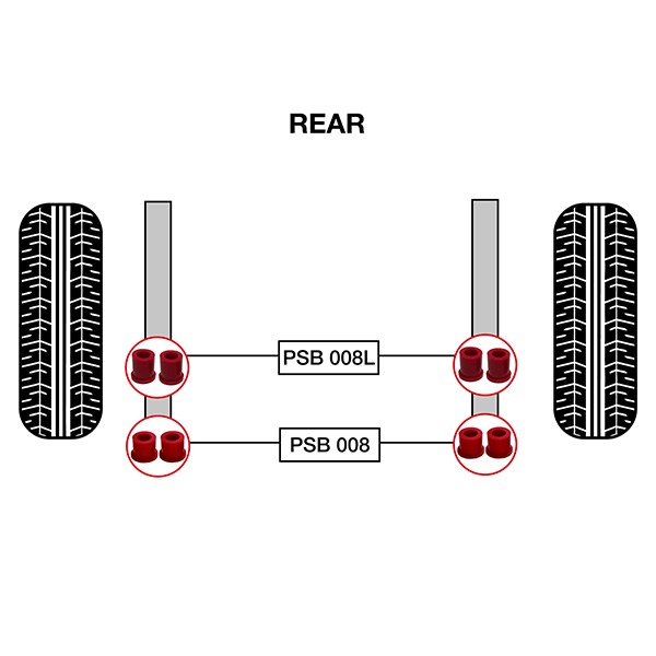 8 x Nissan Frontier D22 (98-04), Hardbody (98-10), Navara D40 (04-15) Rear Spring Upper / Lower Shackle Bushing - Image 3